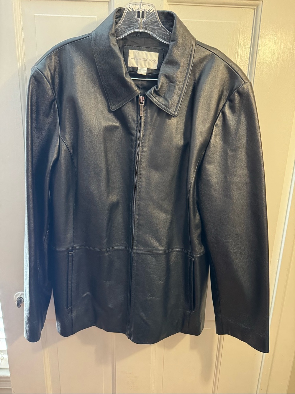 Worthington Black Leather Zip Front Jacket